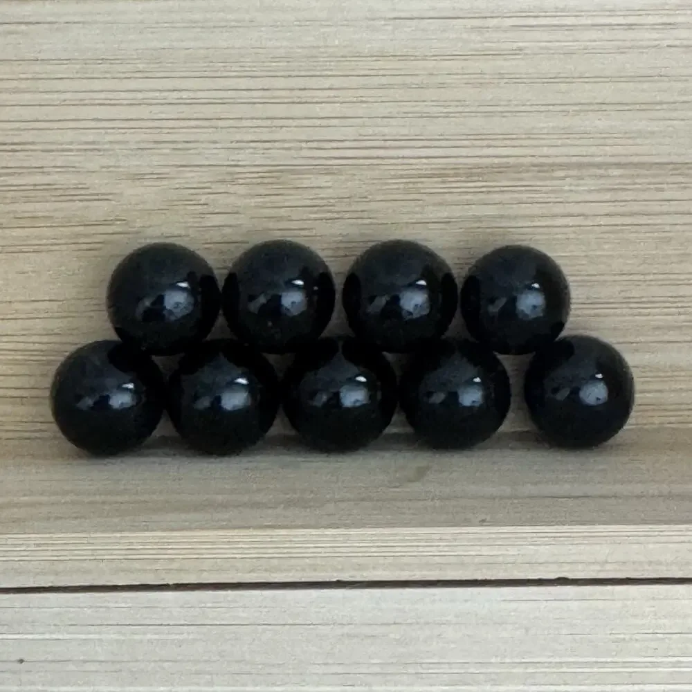 Lot Of 9 Black Glass Marbles Vintage